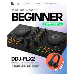 DJ Bundle | DDJ-FLX2 Compact 2-channel DJ controller x HDJ-CUE1 Headphones
